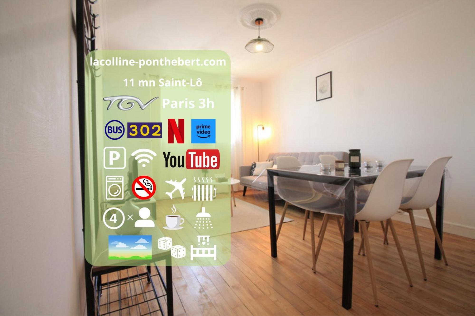 Lacolline-Ponthebert,Com - Appartement Entier Renove -Grand Parking Gratuit, Tout Equipe, Confortable, Netflix Et Amazon Prime Gratuits Et Illimites, Matelas Emma, Lave Linge, Vue Sur La Vallee, Rdc Luaran gambar